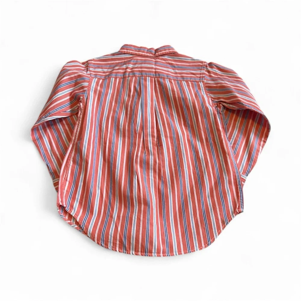 Ralph Lauren Kids Orange and Blue Striped Button Down Shirt